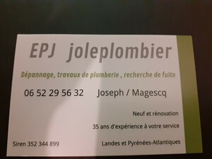 EPJ Joleplombier Magescq, Dépannage plomberie, Chauffage, Chauffage électrique, Débouchage d'évier, Débouchage de canalisation en urgence, Débouchage de douche, Débouchage de lavabo, Débouchage de wc et toilettes, Débouchage et dégorgement toutes canalisations, Dépannage chauffage, Dépannage plomberie, Plomberie générale